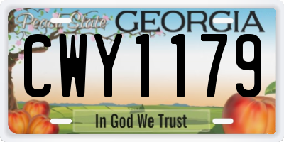 GA license plate CWY1179