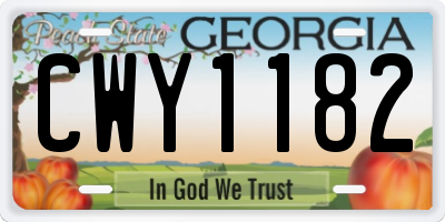 GA license plate CWY1182