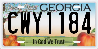 GA license plate CWY1184