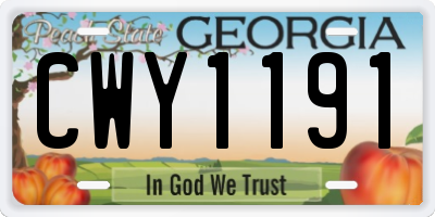 GA license plate CWY1191