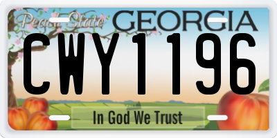 GA license plate CWY1196