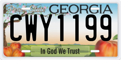 GA license plate CWY1199