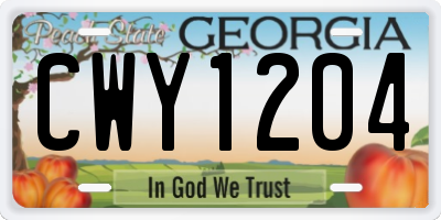 GA license plate CWY1204