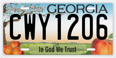 GA license plate CWY1206
