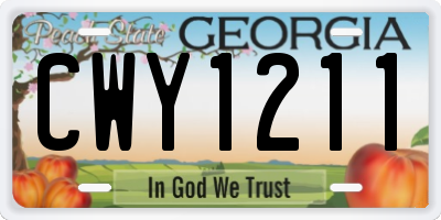 GA license plate CWY1211