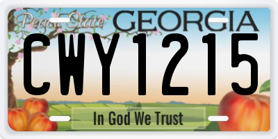 GA license plate CWY1215
