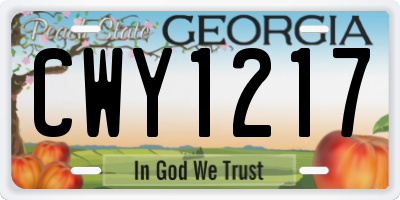 GA license plate CWY1217
