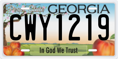 GA license plate CWY1219
