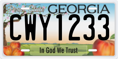 GA license plate CWY1233