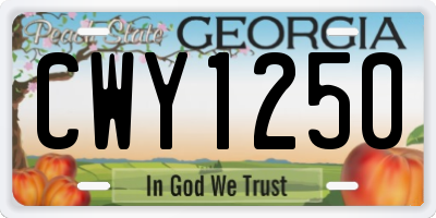 GA license plate CWY1250
