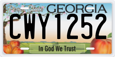GA license plate CWY1252