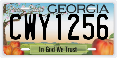 GA license plate CWY1256