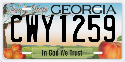 GA license plate CWY1259