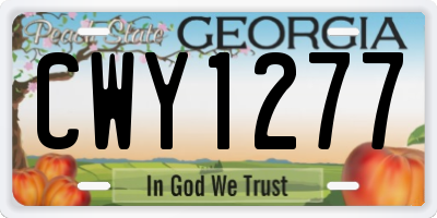 GA license plate CWY1277