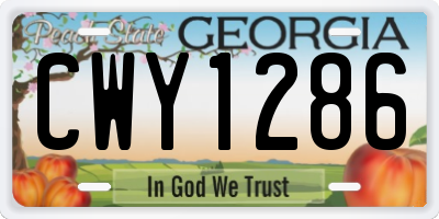 GA license plate CWY1286