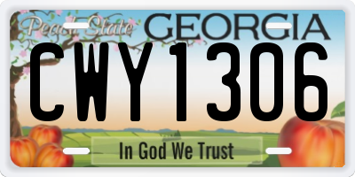 GA license plate CWY1306