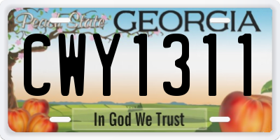 GA license plate CWY1311