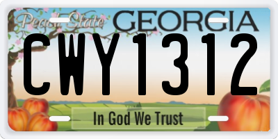 GA license plate CWY1312