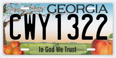 GA license plate CWY1322