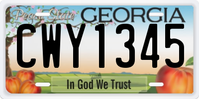 GA license plate CWY1345
