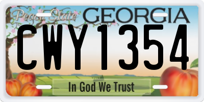 GA license plate CWY1354