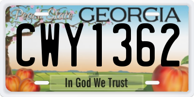 GA license plate CWY1362