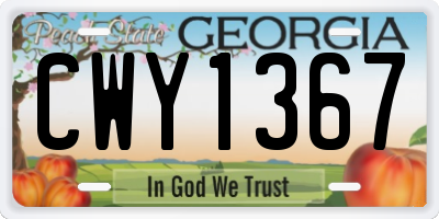 GA license plate CWY1367