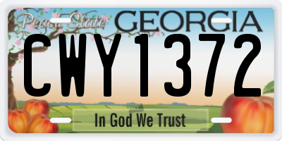 GA license plate CWY1372