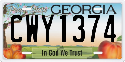 GA license plate CWY1374
