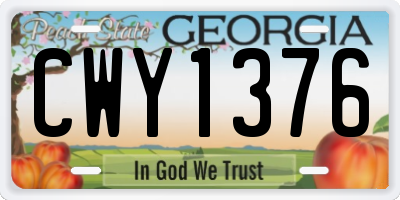 GA license plate CWY1376