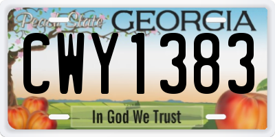 GA license plate CWY1383
