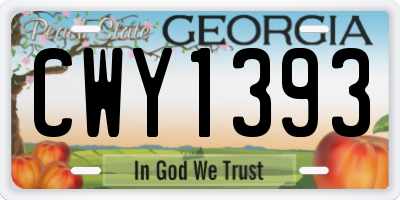 GA license plate CWY1393