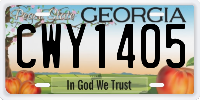 GA license plate CWY1405