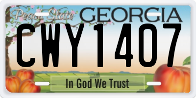 GA license plate CWY1407