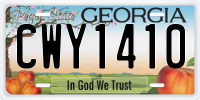 GA license plate CWY1410