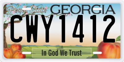 GA license plate CWY1412