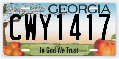 GA license plate CWY1417