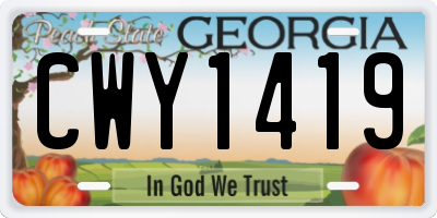 GA license plate CWY1419