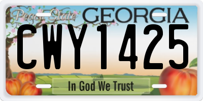 GA license plate CWY1425