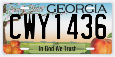 GA license plate CWY1436