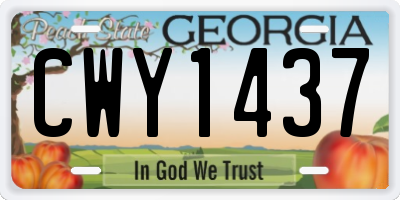 GA license plate CWY1437