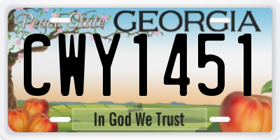 GA license plate CWY1451