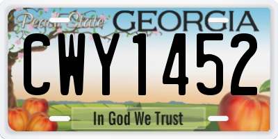 GA license plate CWY1452