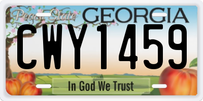 GA license plate CWY1459
