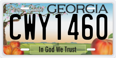 GA license plate CWY1460