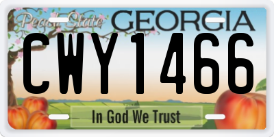GA license plate CWY1466