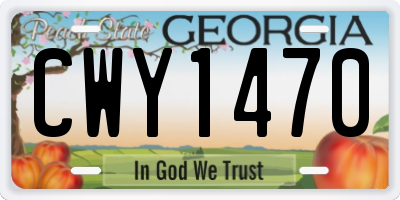 GA license plate CWY1470