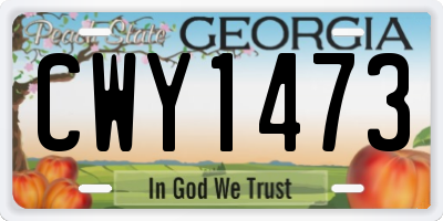GA license plate CWY1473