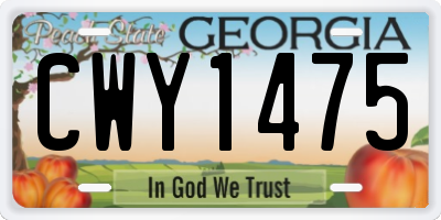 GA license plate CWY1475