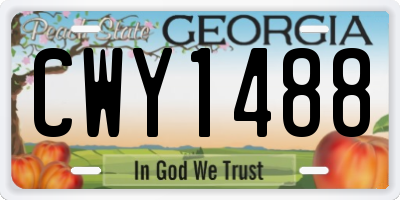 GA license plate CWY1488